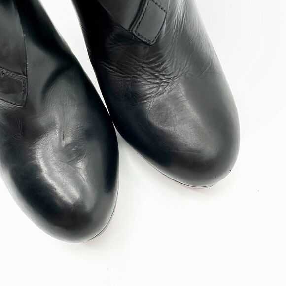 CHRISTIAN LOUBOUTIN Troop 120 Black Leather Boots Size 37 Buckle Booties - Picture 5 of 9